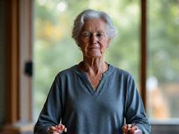 저녁 명상으로 긴장을 푸는 사람